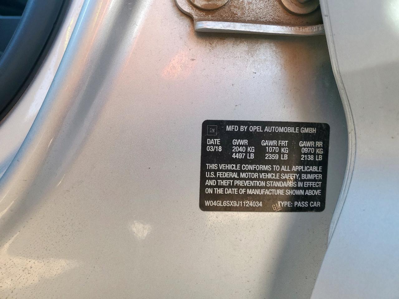 2018 Buick Regal Preferred VIN: W04GL6SX9J1124034 Lot: 71002175