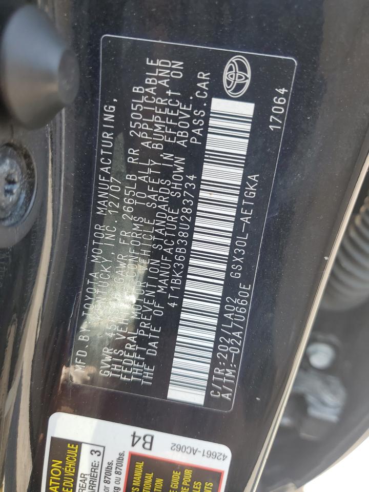 2008 Toyota Avalon Xl VIN: 4T1BK36B38U283734 Lot: 80710405