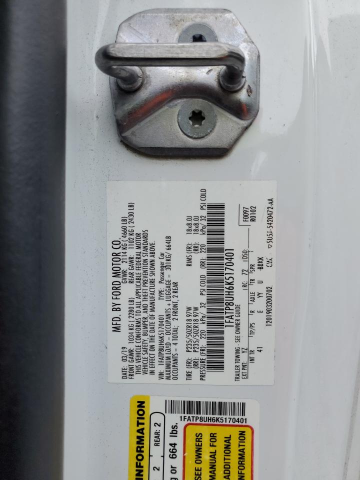 2019 Ford Mustang VIN: 1FATP8UH6K5170401 Lot: 81534935