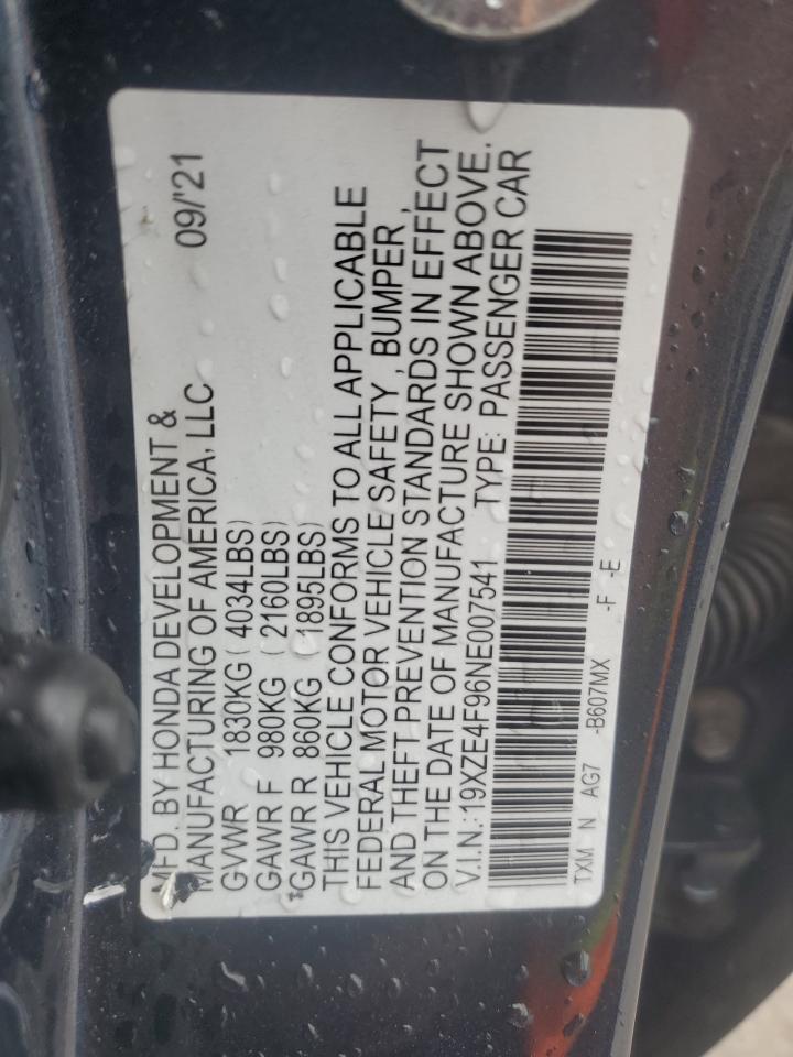 2022 Honda Insight Touring VIN: 19XZE4F96NE007541 Lot: 81743545