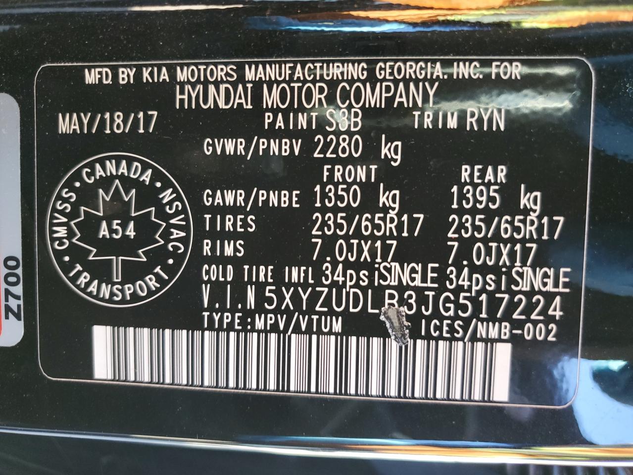 2018 Hyundai Santa Fe Sport VIN: 5XYZUDLB3JG517224 Lot: 84257795