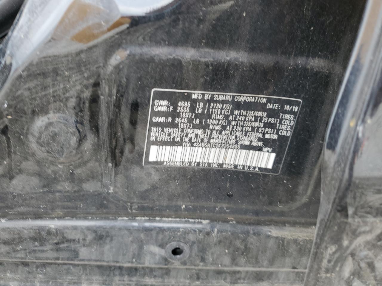 2019 Subaru Outback Touring VIN: 4S4BSATC2K3254885 Lot: 82128345