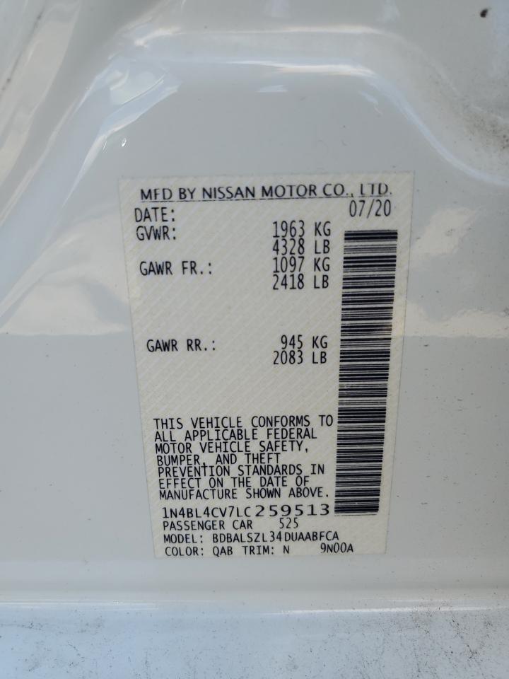 2020 Nissan Altima Sr VIN: 1N4BL4CV7LC259513 Lot: 81195895