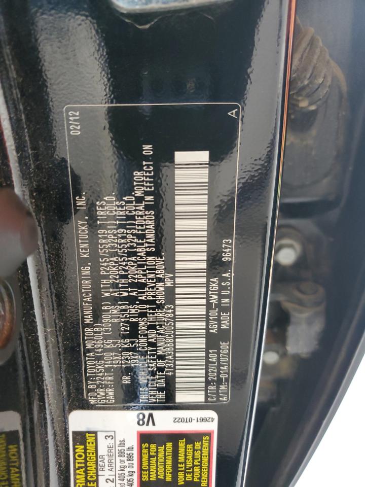 2012 Toyota Venza Le VIN: 4T3ZA3BB8CU057843 Lot: 80279285