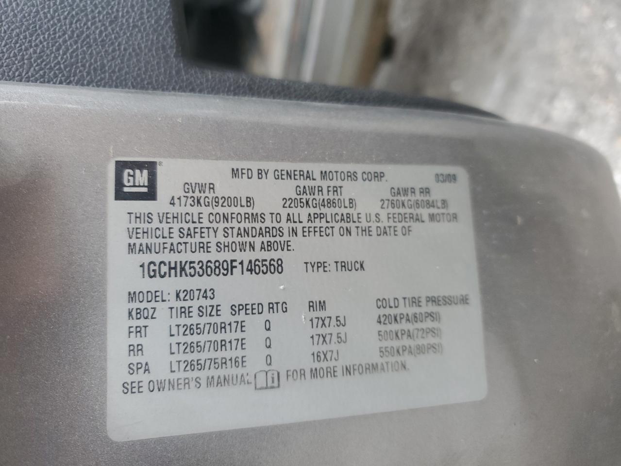 2009 Chevrolet Silverado K2500 Heavy Duty Lt VIN: 1GCHK53689F146568 Lot: 82081675