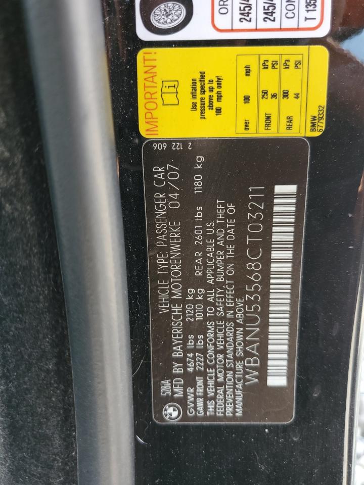 2008 BMW 528 I VIN: WBANU53568CT03211 Lot: 80550615