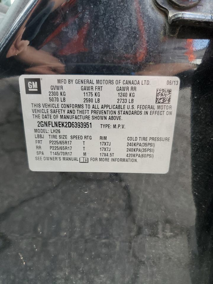 2013 Chevrolet Equinox Lt VIN: 2GNFLNEK2D6393951 Lot: 83942105