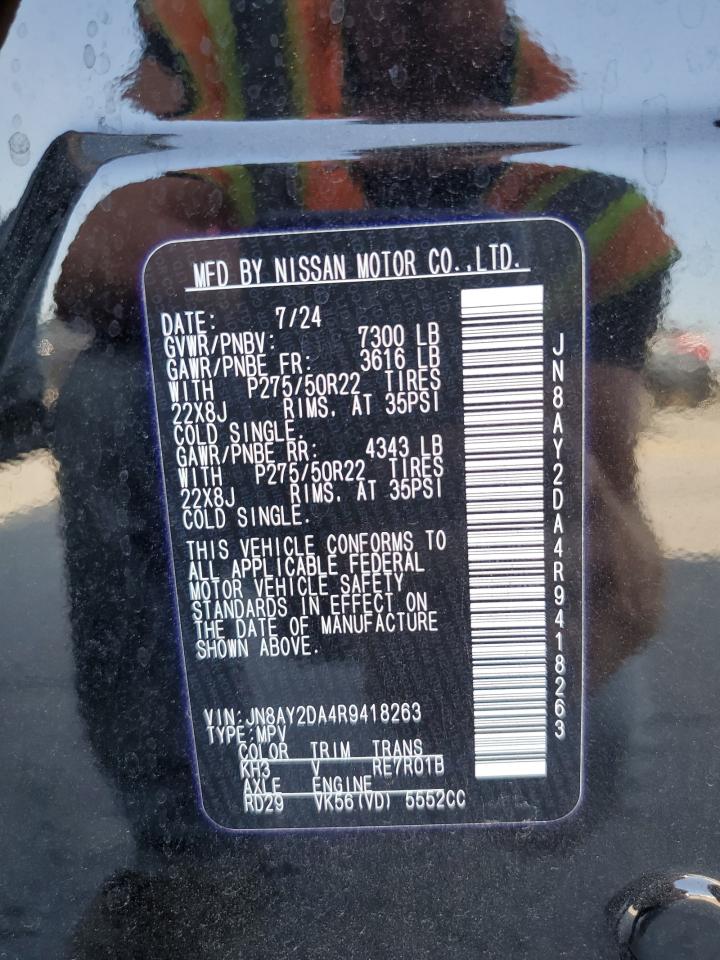 2024 Nissan Armada Platinum VIN: JN8AY2DA4R9418263 Lot: 81254795