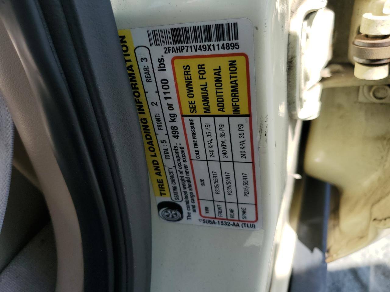 2009 Ford Crown Victoria Police Interceptor VIN: 2FAHP71V49X114895 Lot: 81493115