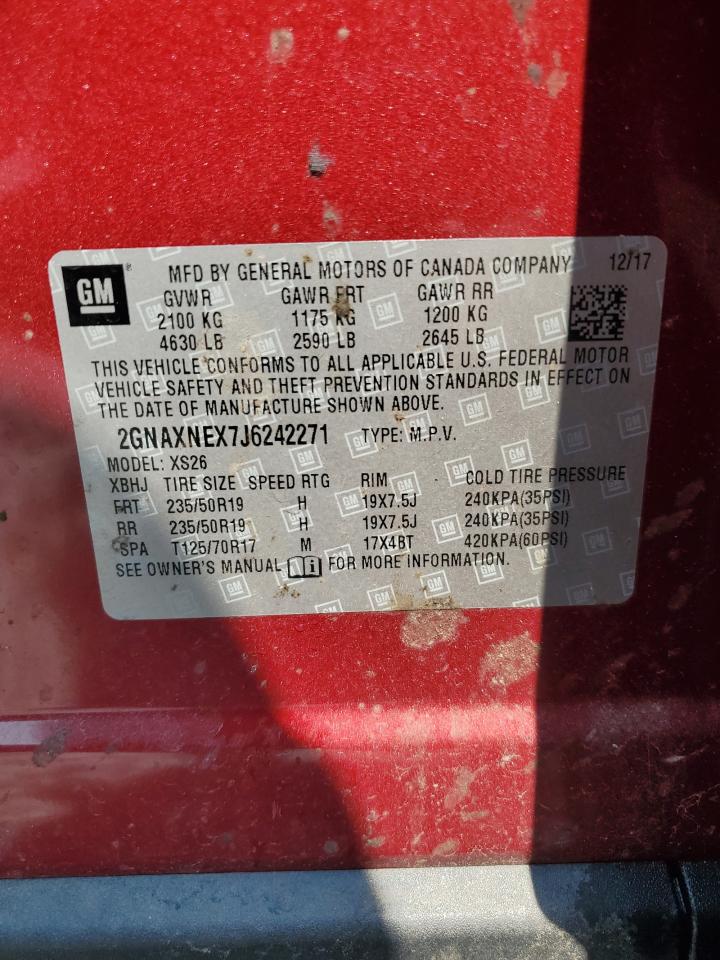 2018 Chevrolet Equinox Premier VIN: 2GNAXNEX7J6242271 Lot: 72028455