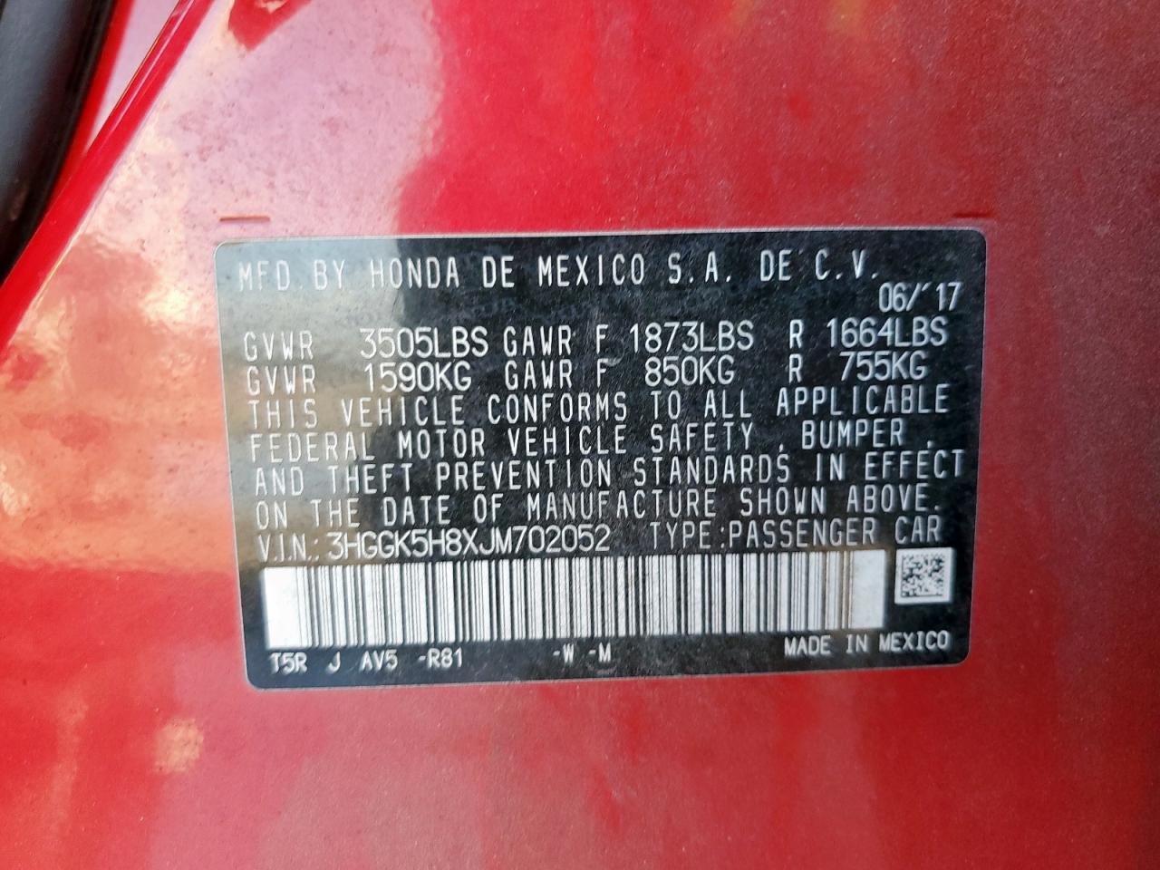 2018 Honda Fit Ex VIN: 3HGGK5H8XJM702052 Lot: 83752905