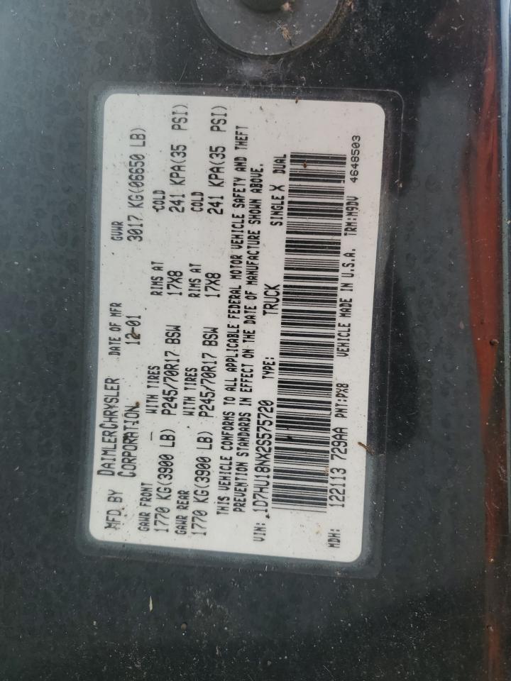2002 Dodge Ram 1500 VIN: 1D7HU18NX2S575720 Lot: 80094435