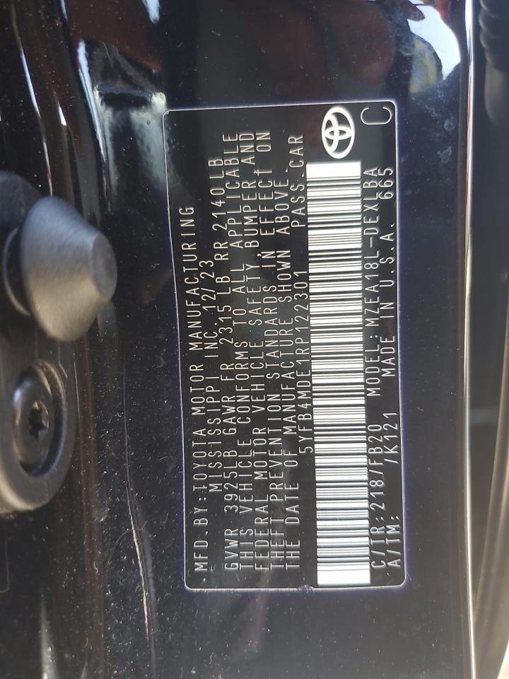 2024 Toyota Corolla Le VIN: 5YFB4MDE1RP122301 Lot: 84870225