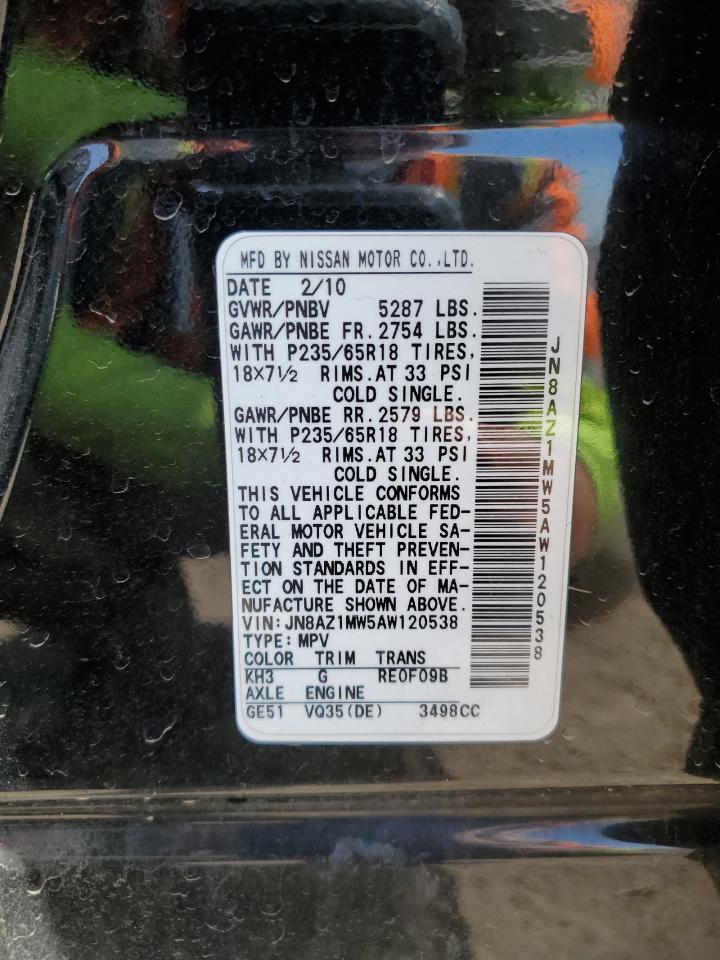 2010 Nissan Murano S VIN: JN8AZ1MW5AW120538 Lot: 71529045