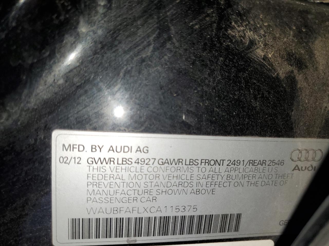 2012 Audi A4 Premium VIN: WAUBFAFLXCA115375 Lot: 80739965