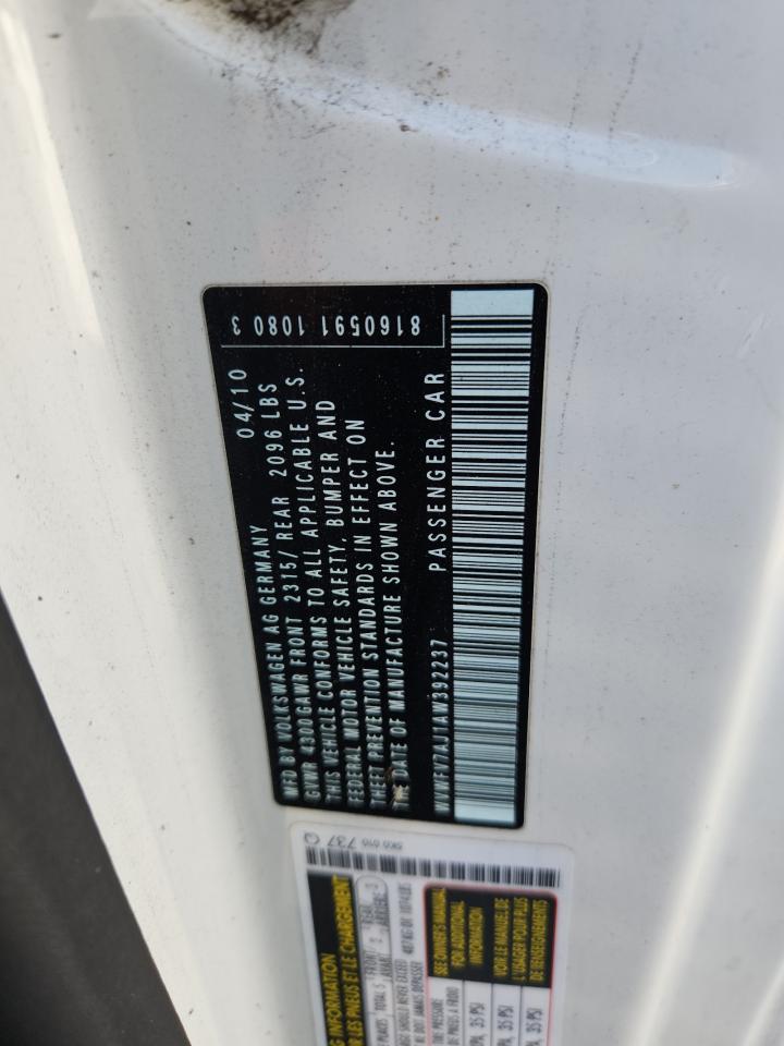 2010 Volkswagen Gti VIN: WVWFV7AJ1AW392237 Lot: 81153835