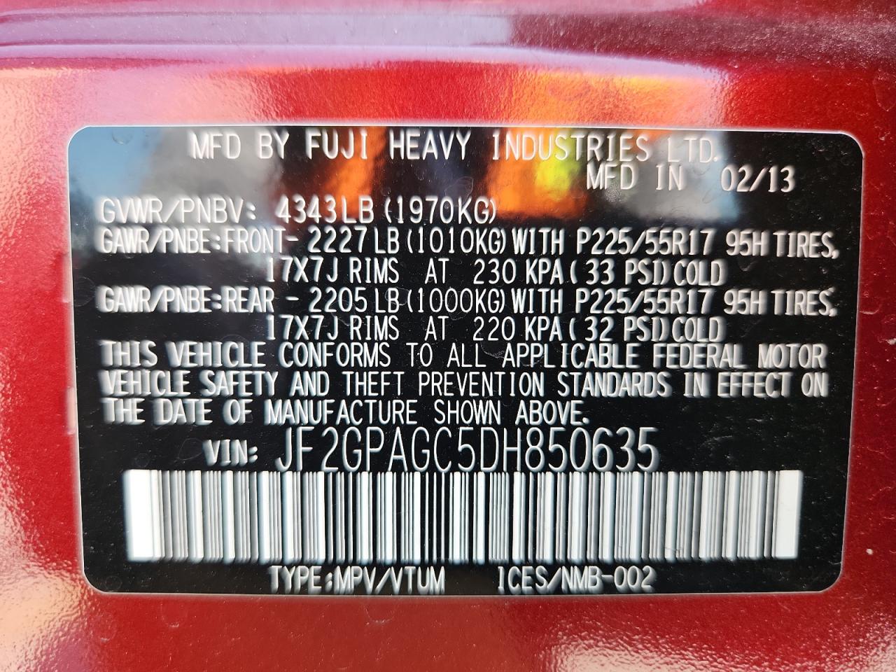 2013 Subaru Xv Crosstrek 2.0 Limited VIN: JF2GPAGC5DH850635 Lot: 71124805