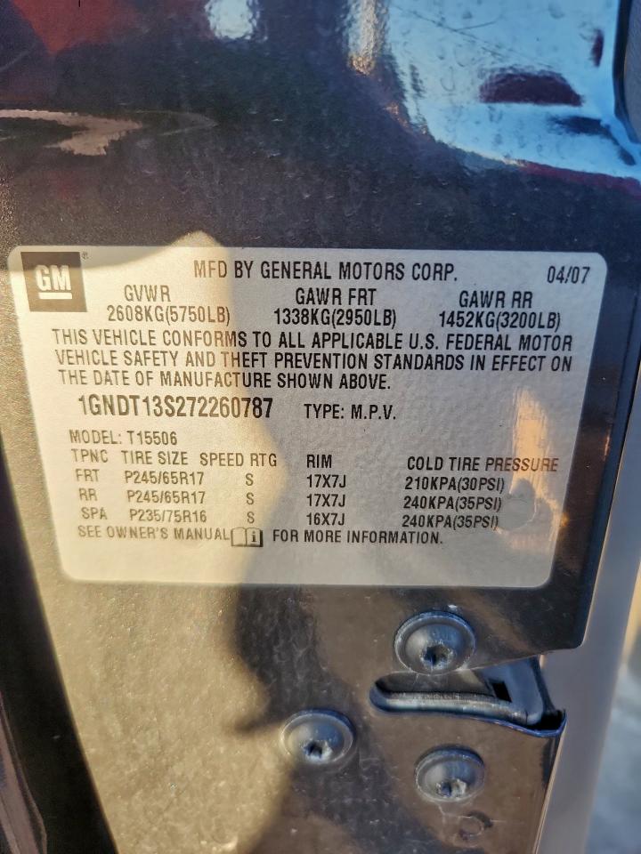 2007 Chevrolet Trailblazer Ls VIN: 1GNDT13S272260787 Lot: 80951695