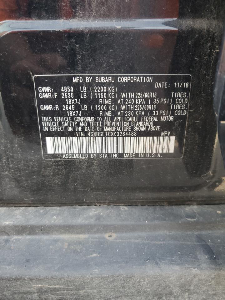 2019 Subaru Outback Touring VIN: 4S4BSETCXK3264488 Lot: 84274575