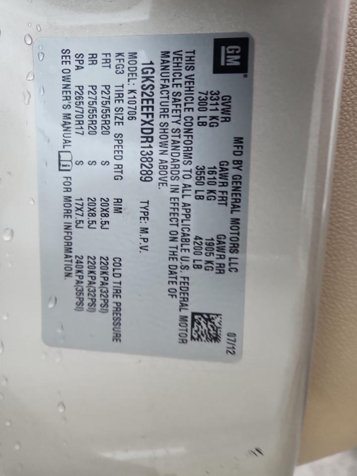 2013 GMC Yukon Denali VIN: 1GKS2EEFXDR138289 Lot: 82106405