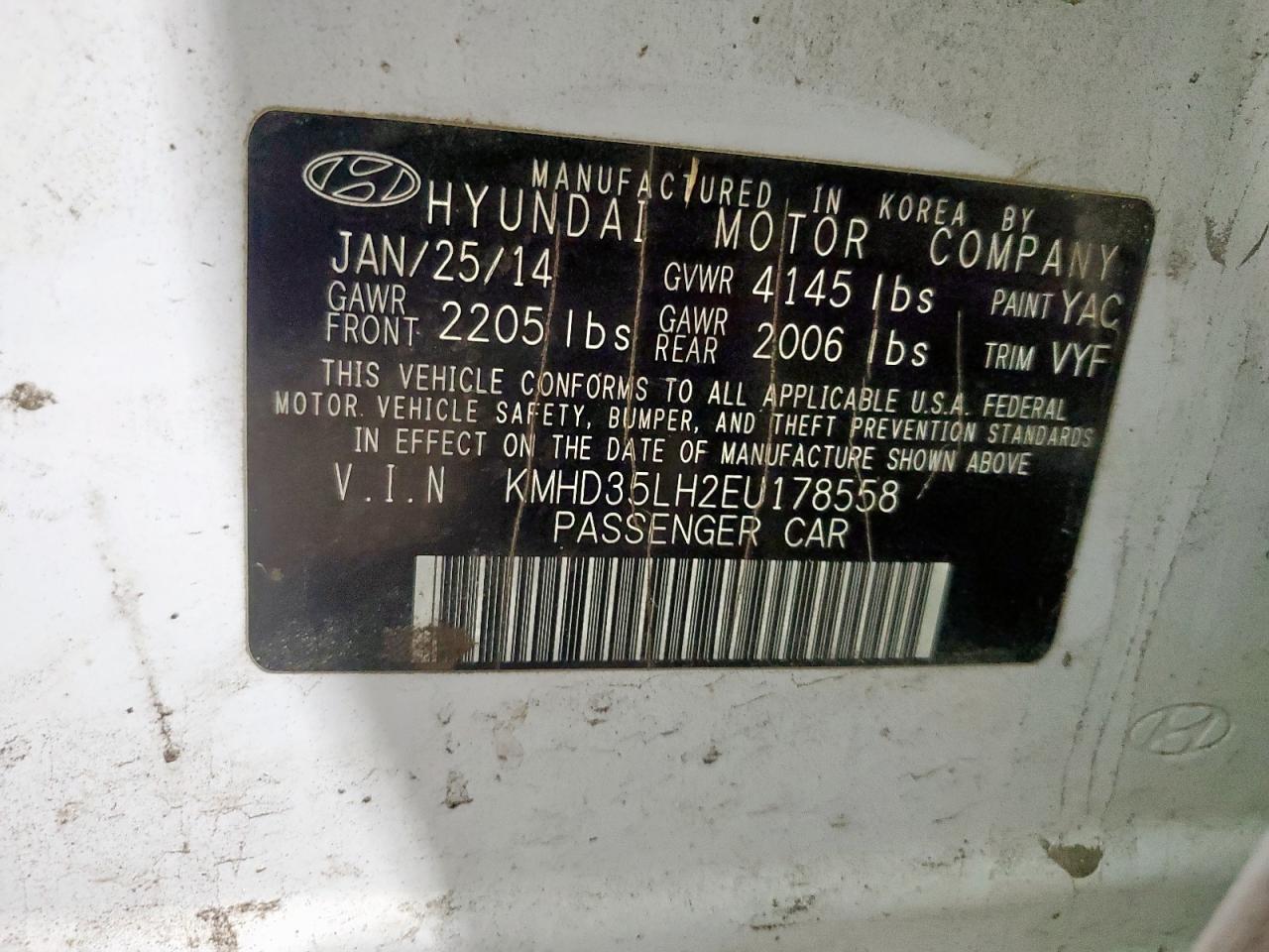 2014 Hyundai Elantra Gt VIN: KMHD35LH2EU178558 Lot: 71253865