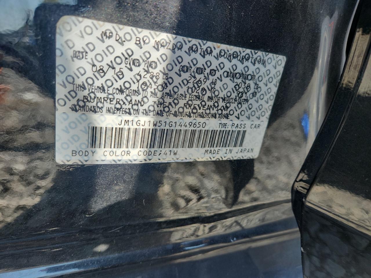 2016 Mazda 6 Grand Touring VIN: JM1GJ1W51G1449650 Lot: 81223585