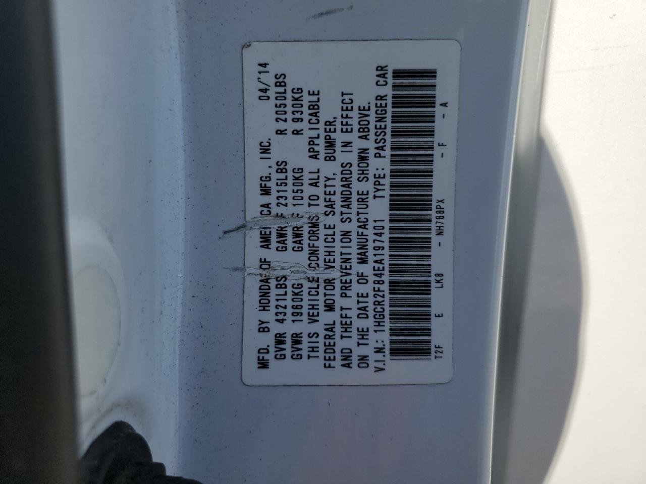 2014 Honda Accord Exl VIN: 1HGCR2F84EA197401 Lot: 81237945