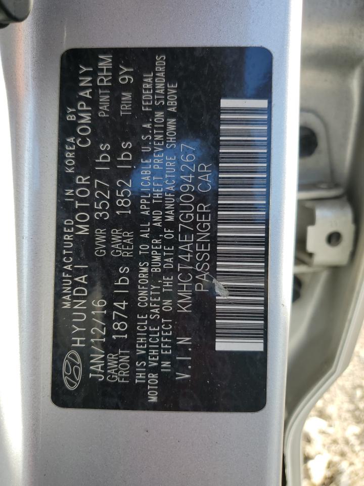 2016 Hyundai Accent Se VIN: KMHCT4AE7GU094267 Lot: 80901545