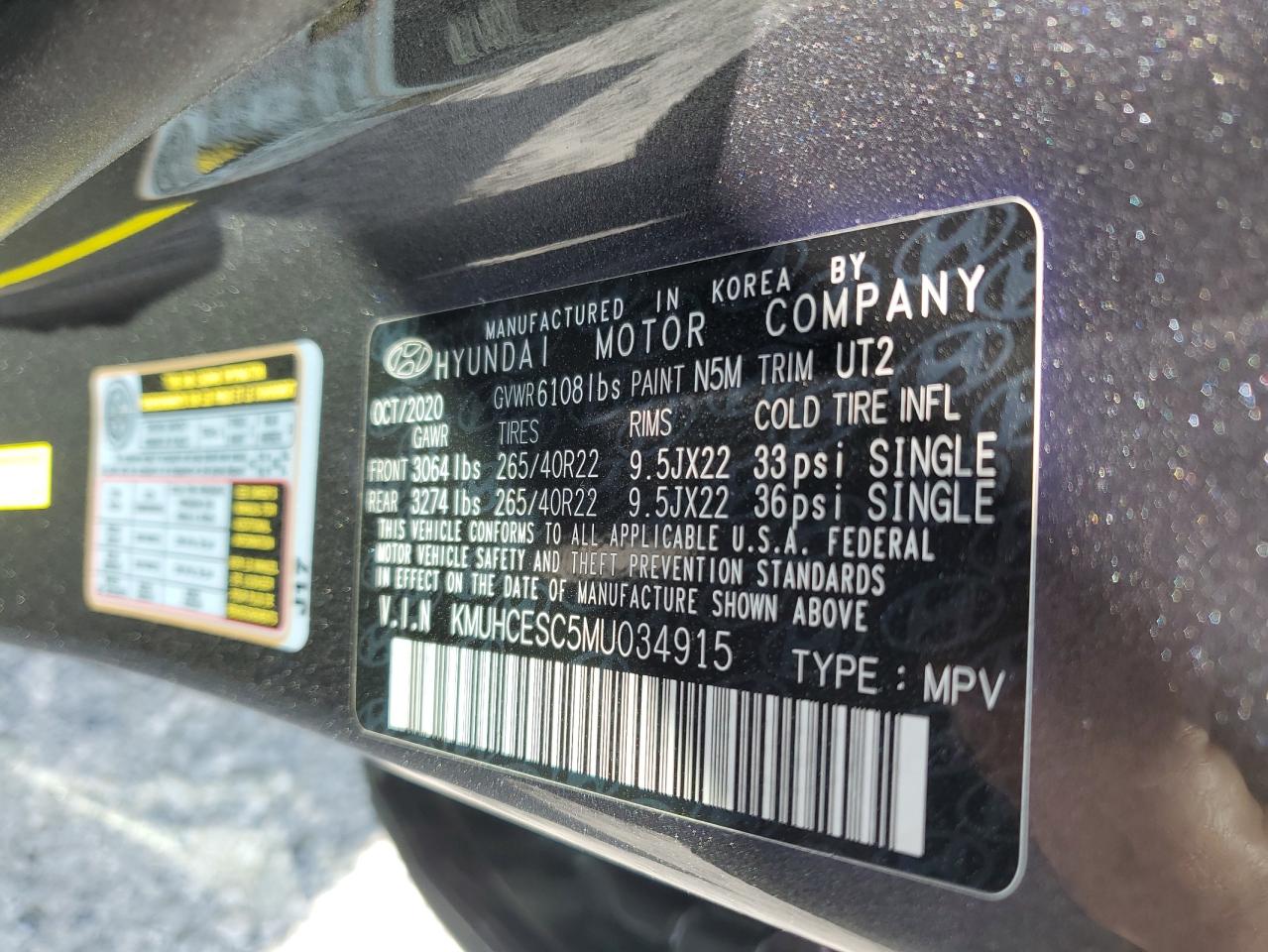 2021 Genesis Gv80 Base VIN: KMUHCESC5MU034915 Lot: 72074845