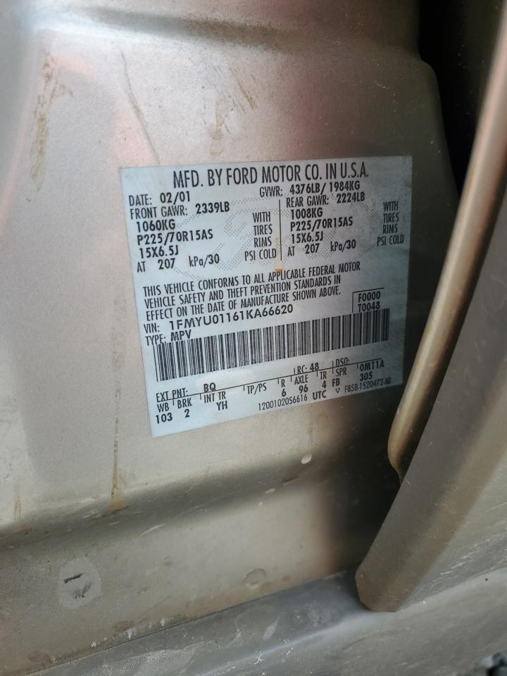 2001 Ford Escape Xls VIN: 1FMYU01161KA66620 Lot: 71417115