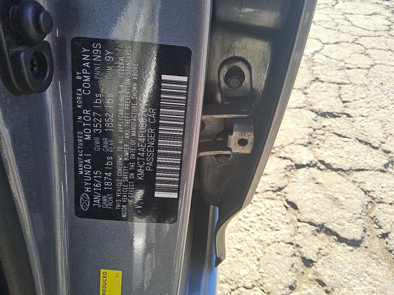 2015 Hyundai Accent Gls VIN: KMHCT4AE4FU867615 Lot: 68597485