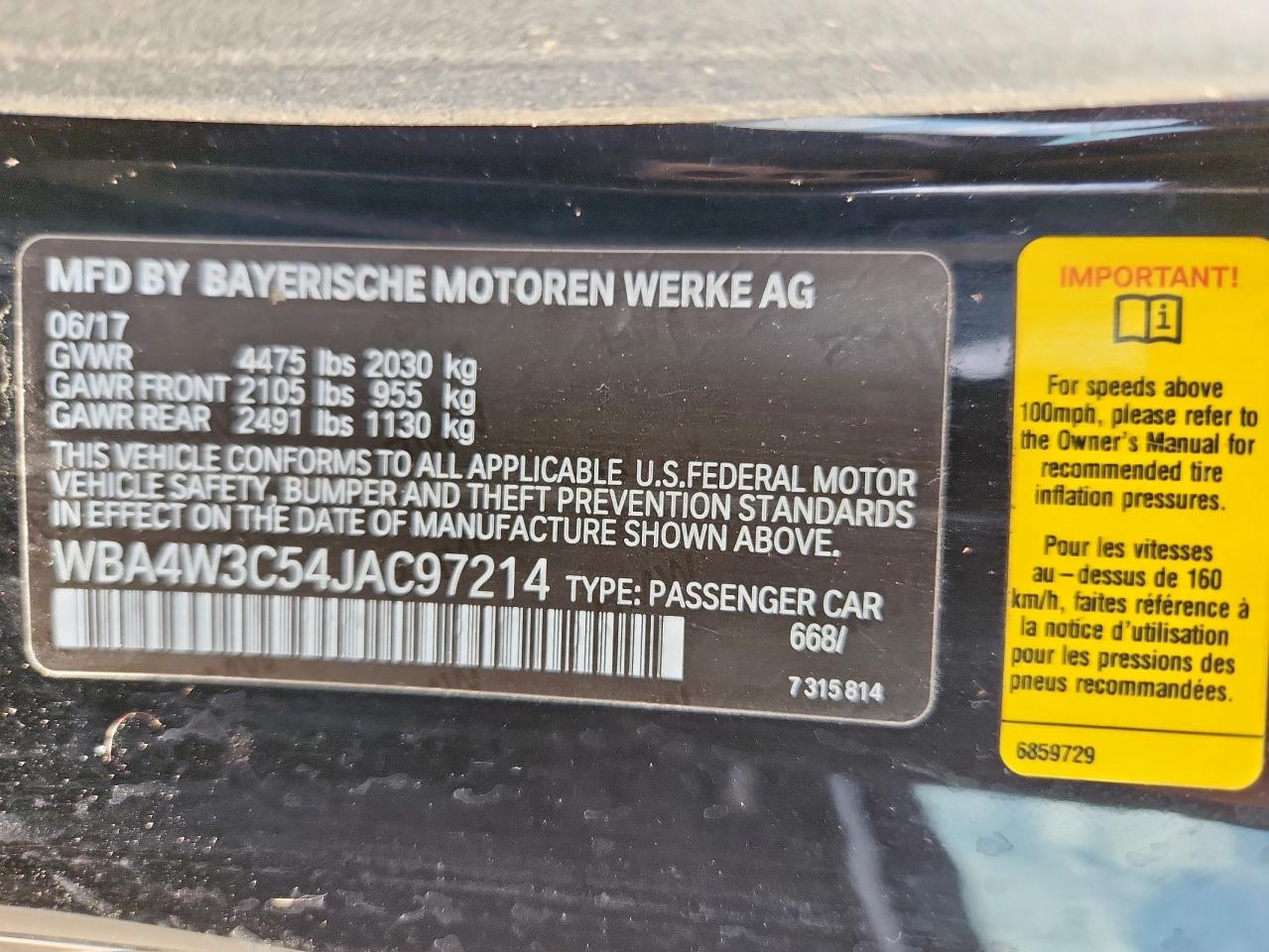 2018 BMW 430I VIN: WBA4W3C54JAC97214 Lot: 80887155