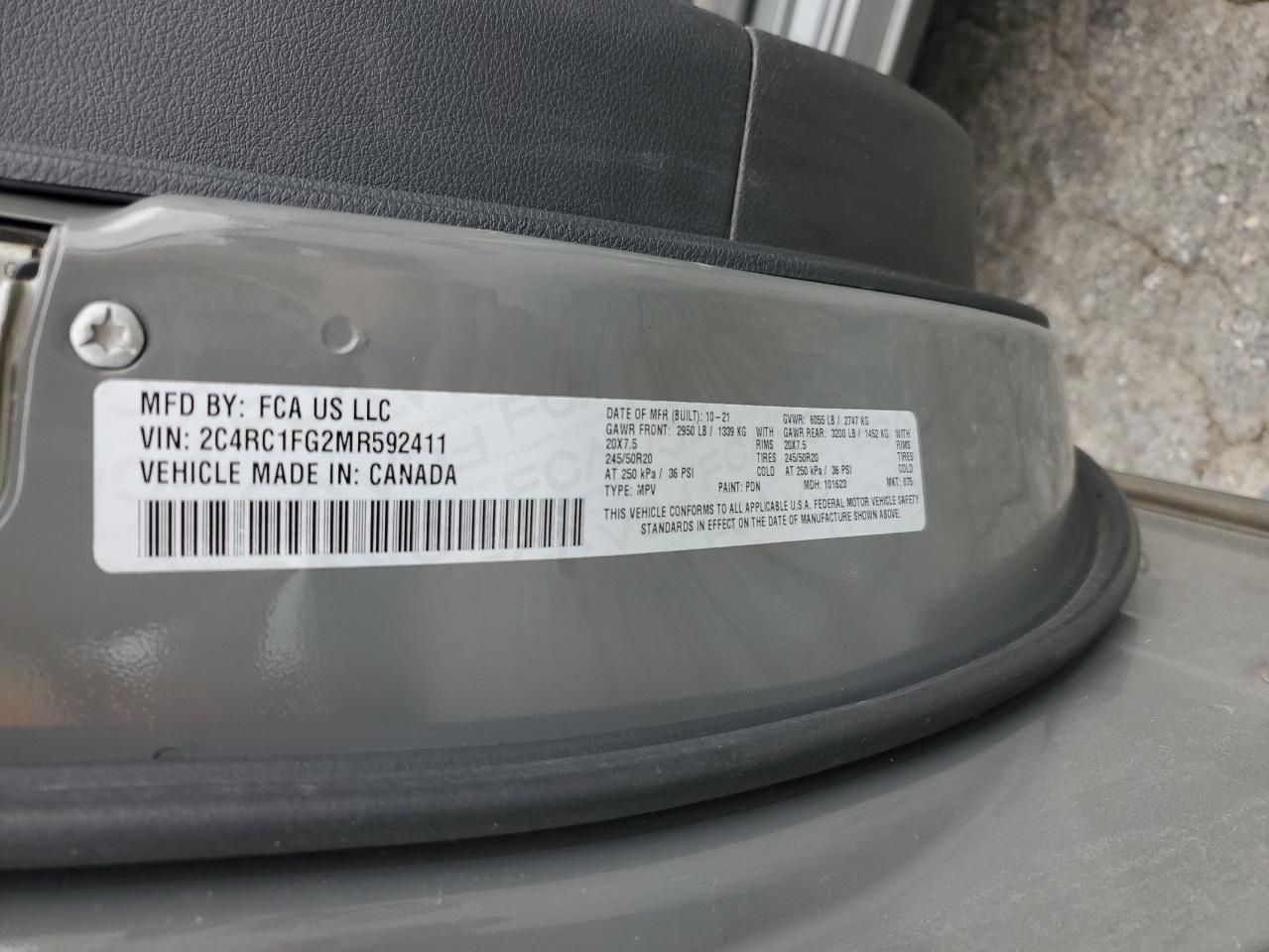 2021 Chrysler Pacifica Touring VIN: 2C4RC1FG2MR592411 Lot: 80545775