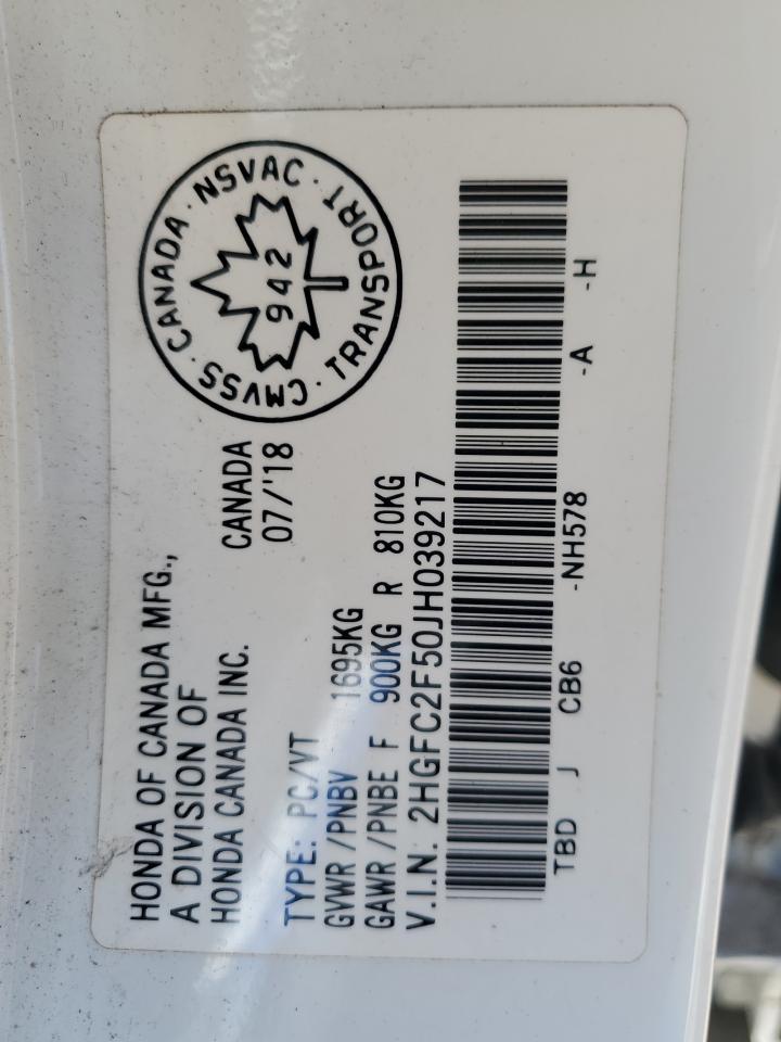 2018 Honda Civic Lx VIN: 2HGFC2F50JH039217 Lot: 81366995