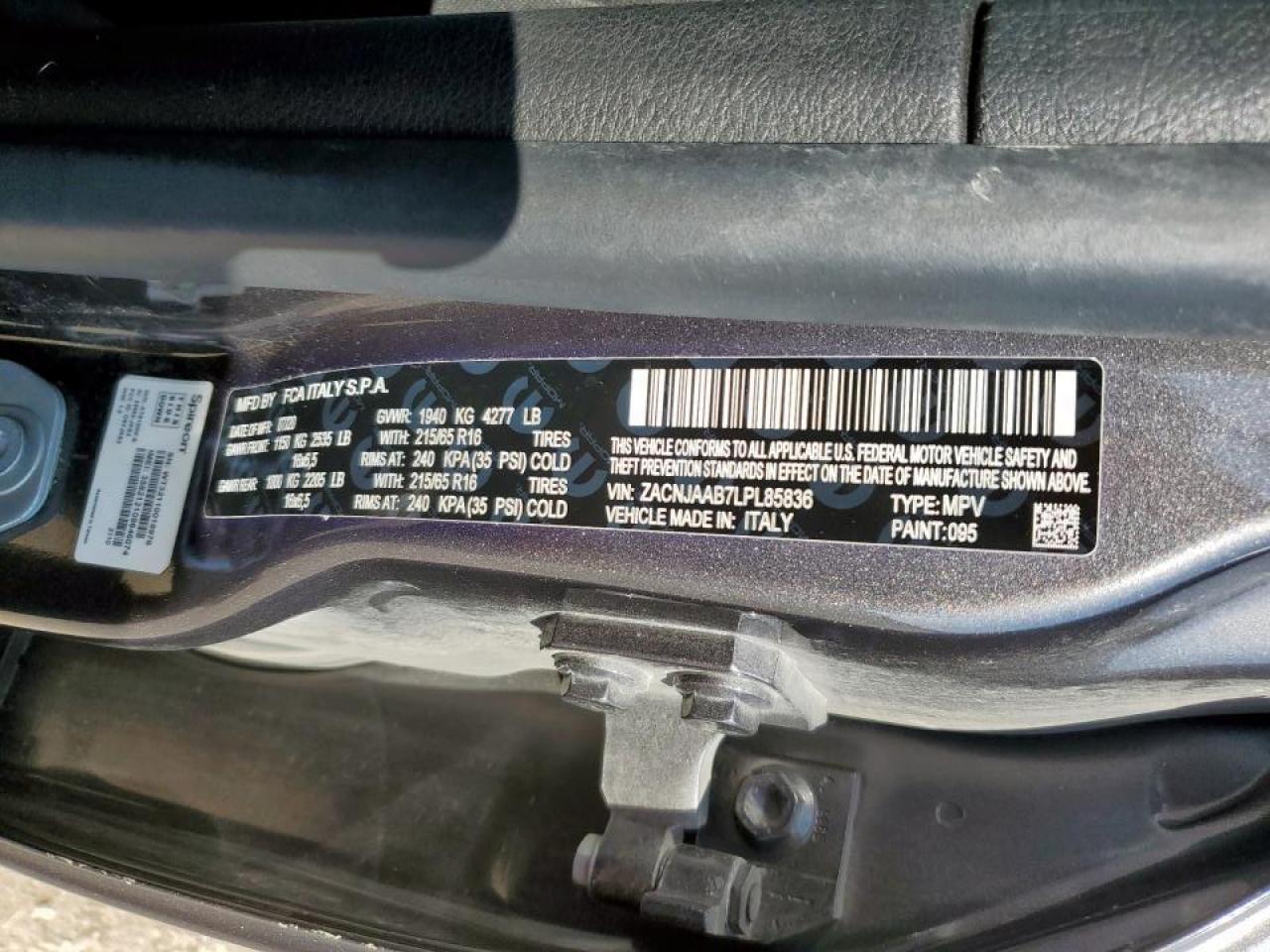 2020 Jeep Renegade Sport VIN: ZACNJAAB7LPL85836 Lot: 72015425