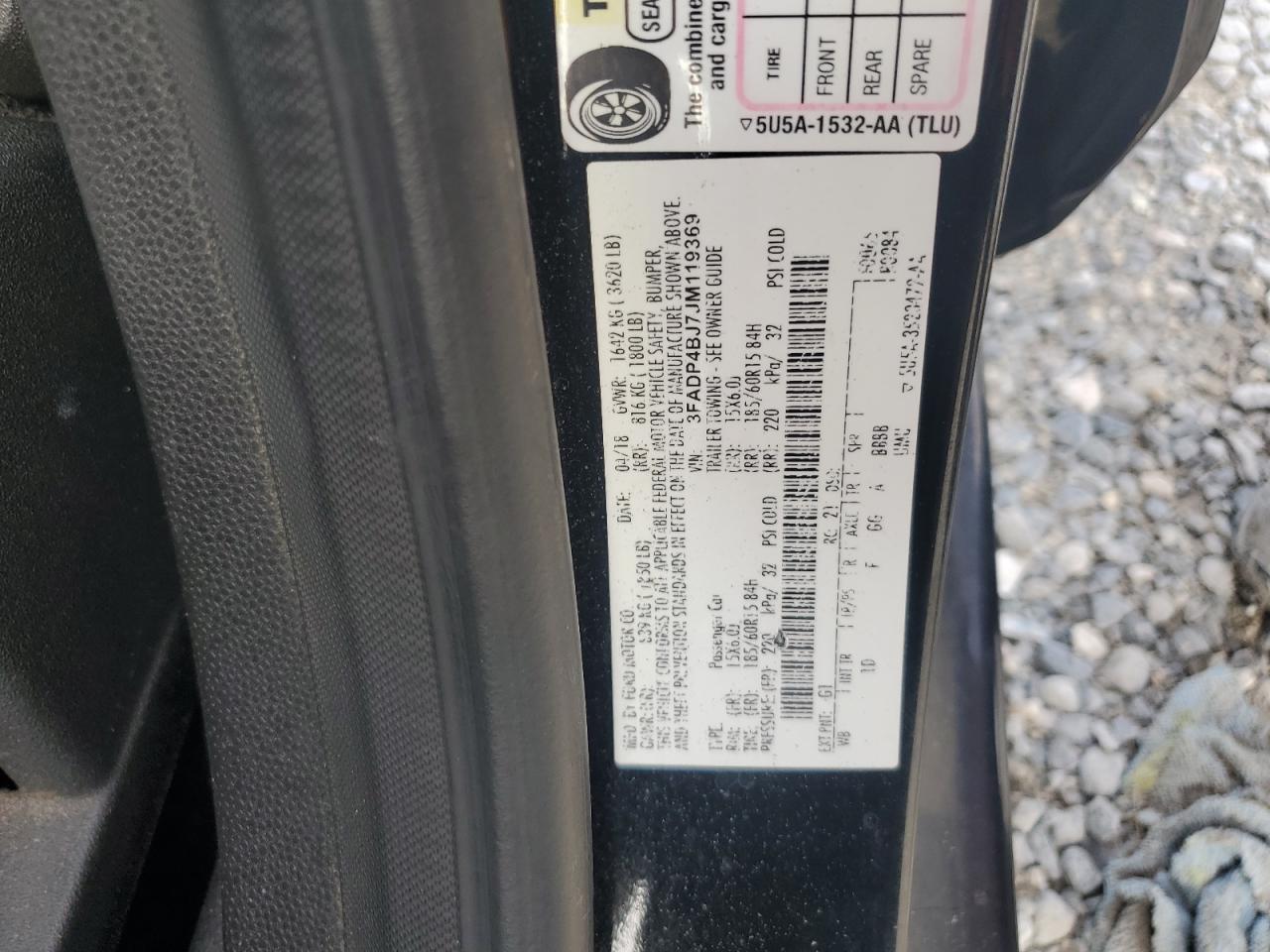 2018 Ford Fiesta Se VIN: 3FADP4BJ7JM119369 Lot: 82044805