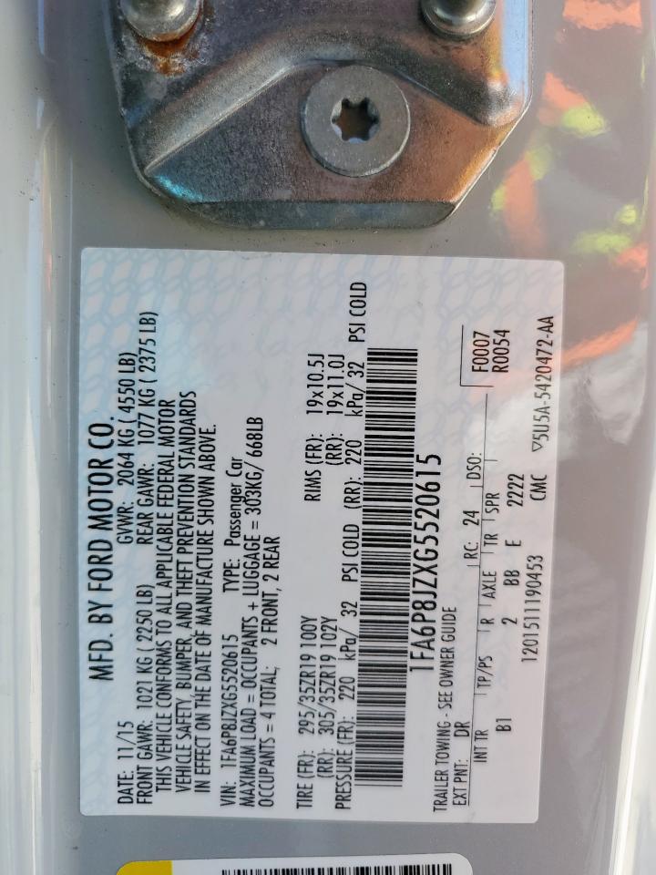 2016 Ford Mustang Shelby Gt350 VIN: 1FA6P8JZXG5520615 Lot: 80308565