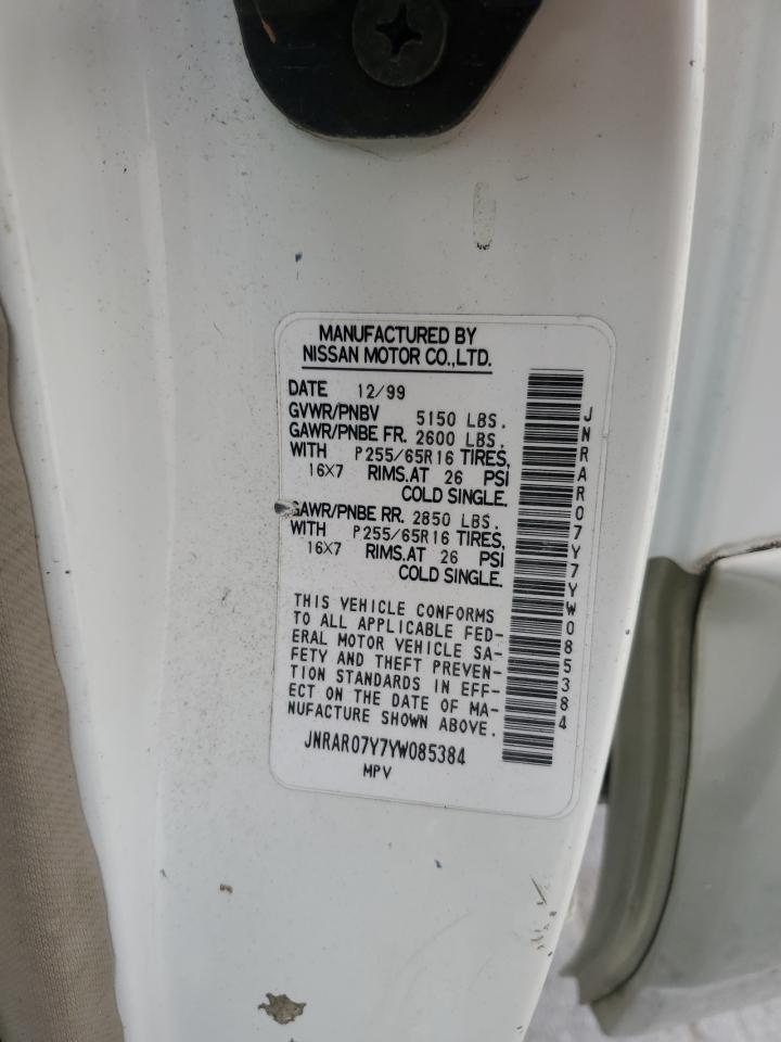 2000 Infiniti Qx4 VIN: JNRAR07Y7YW085384 Lot: 71082145