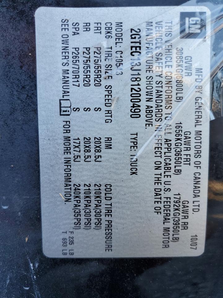 2008 GMC Sierra C1500 VIN: 2GTEC13J181200490 Lot: 84210975