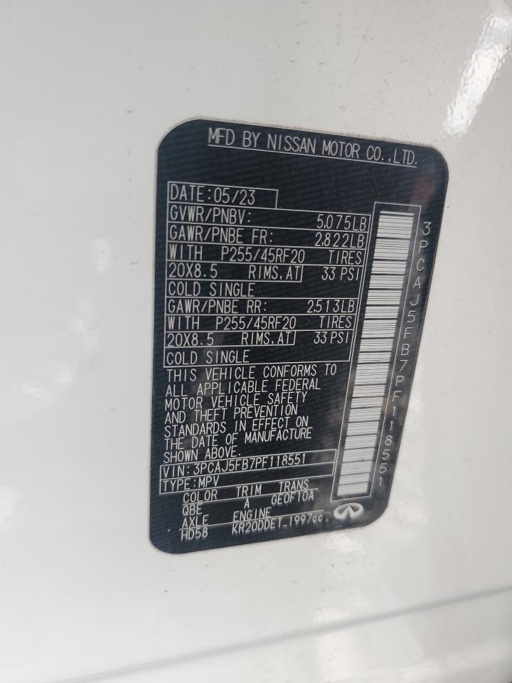 2023 Infiniti Qx50 Sport VIN: 3PCAJ5FB7PF118551 Lot: 81153505