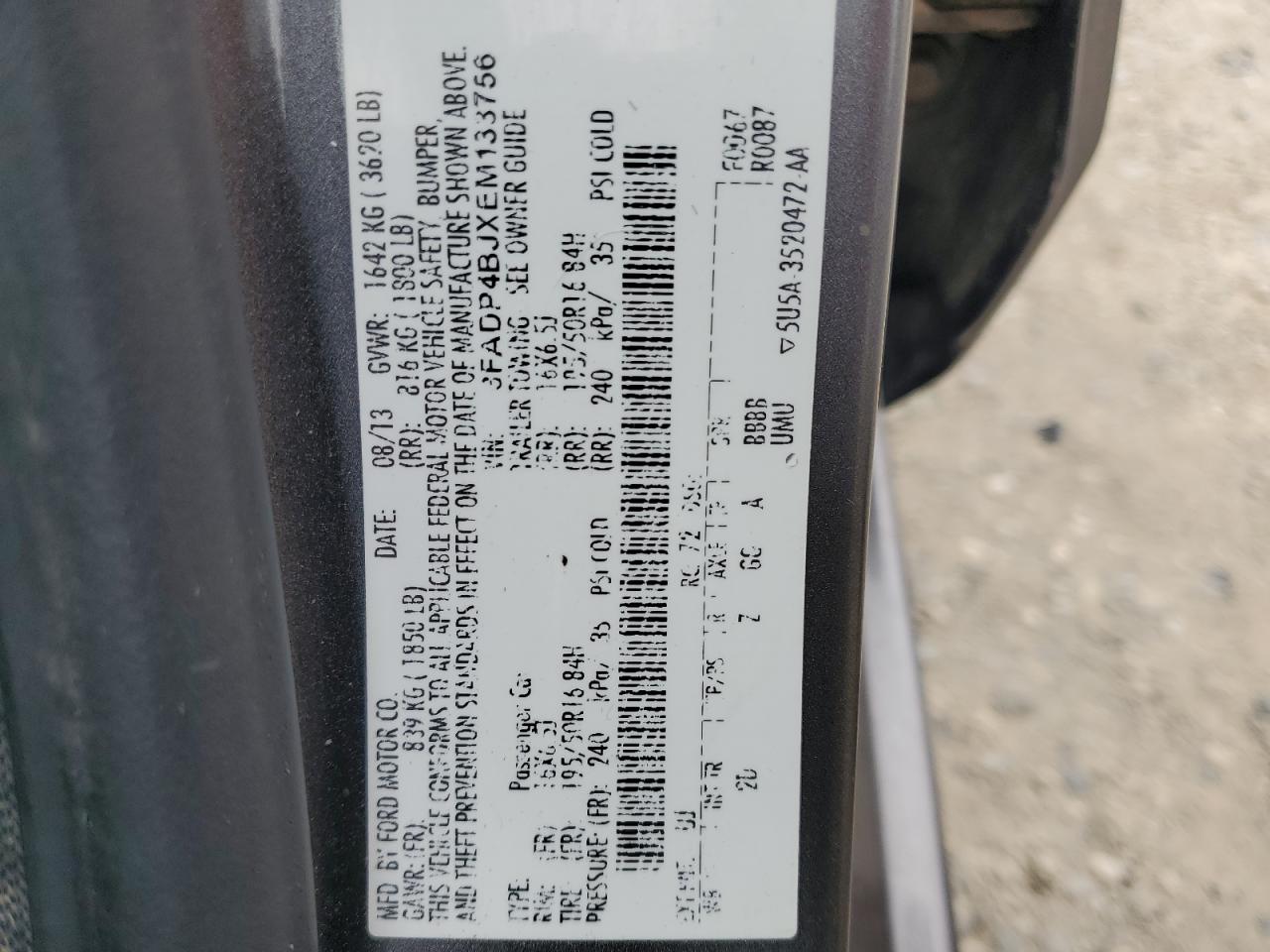 2014 Ford Fiesta Se VIN: 3FADP4BJXEM133756 Lot: 84583035