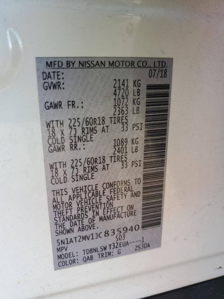 2018 Nissan Rogue S VIN: 5N1AT2MV1JC835940 Lot: 80271745