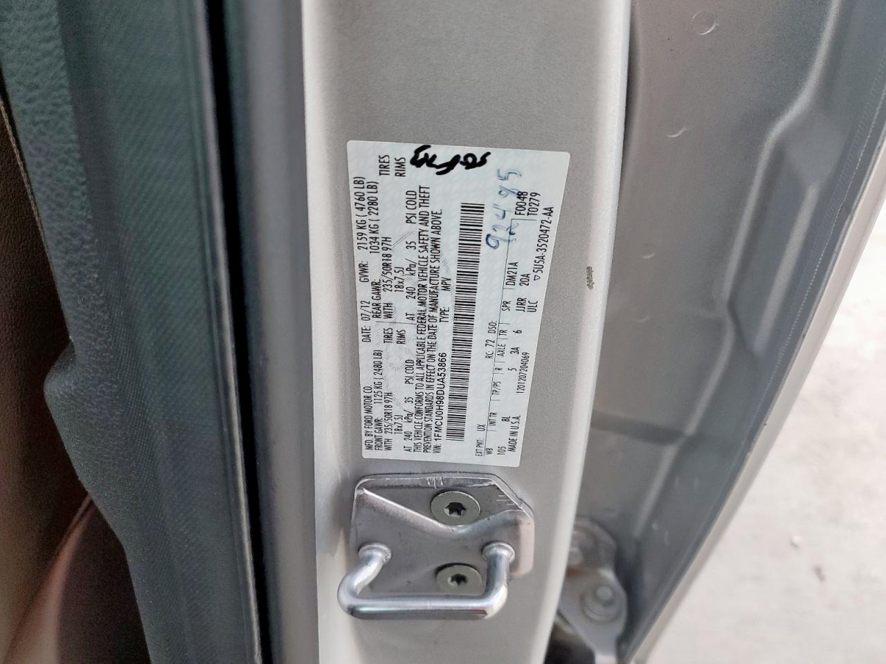 2013 Ford Escape Sel VIN: 1FMCU0H98DUA53866 Lot: 84264715
