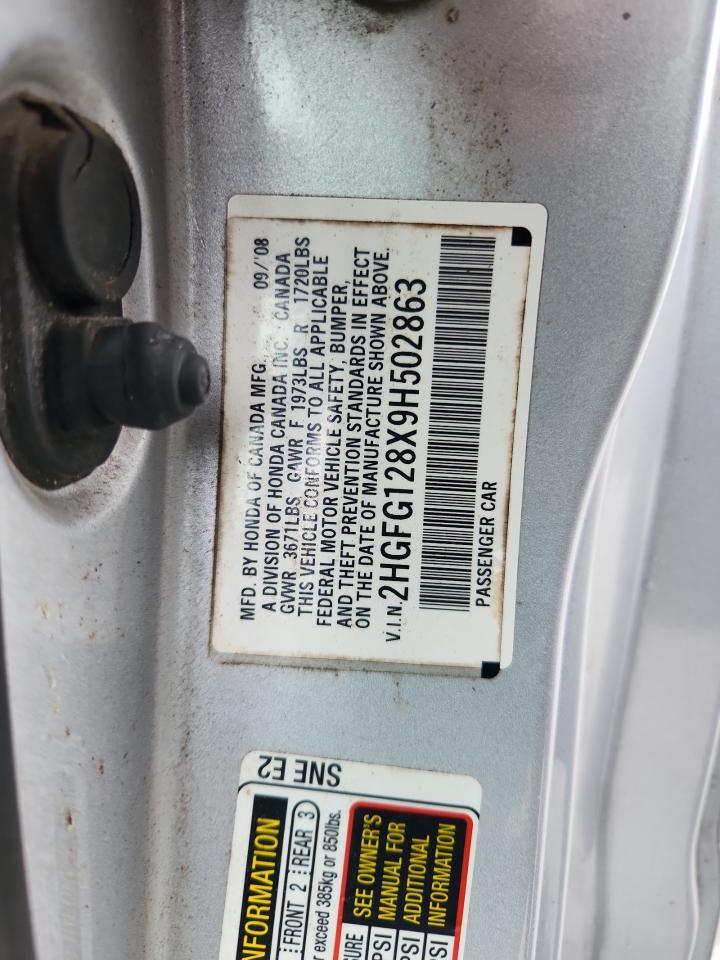 2009 Honda Civic Ex VIN: 2HGFG128X9H502863 Lot: 84201055