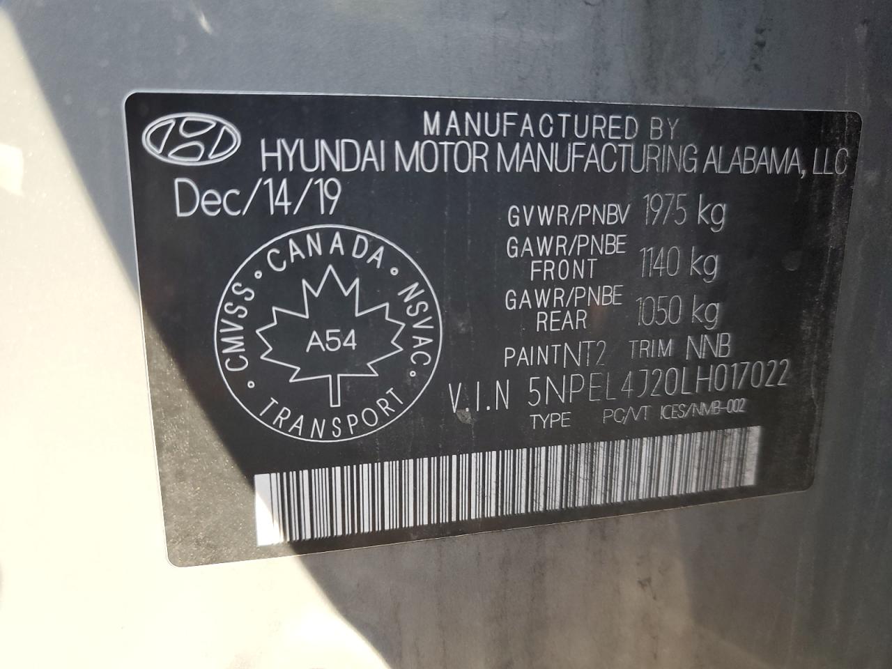 2020 Hyundai Sonata Sel VIN: 5NPEL4J20LH017022 Lot: 81661655