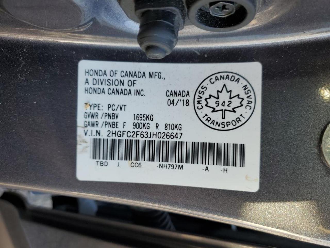 2018 Honda Civic Lx VIN: 2HGFC2F63JH026647 Lot: 80663775