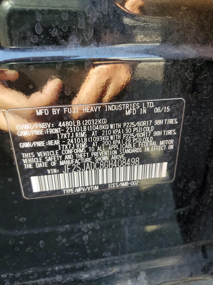 2016 Subaru Forester 2.5I Premium VIN: JF2SJADC8GH408498 Lot: 84803685