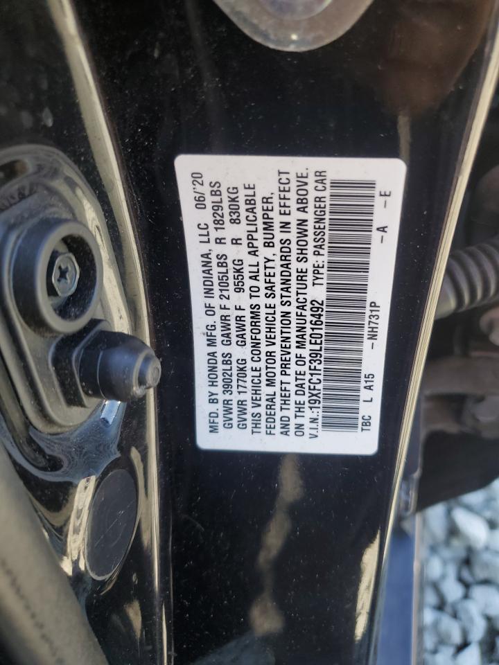 2020 Honda Civic Ex VIN: 19XFC1F39LE016492 Lot: 71829145