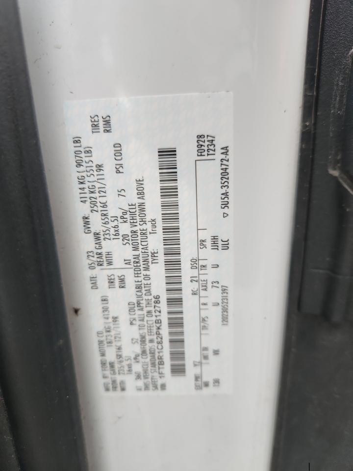 2023 Ford Transit T-250 VIN: 1FTBR1C82PKB12786 Lot: 84194895