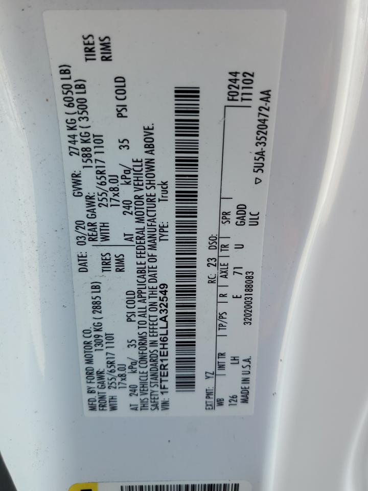 2020 Ford Ranger Xl VIN: 1FTER1EH6LLA32549 Lot: 80333435